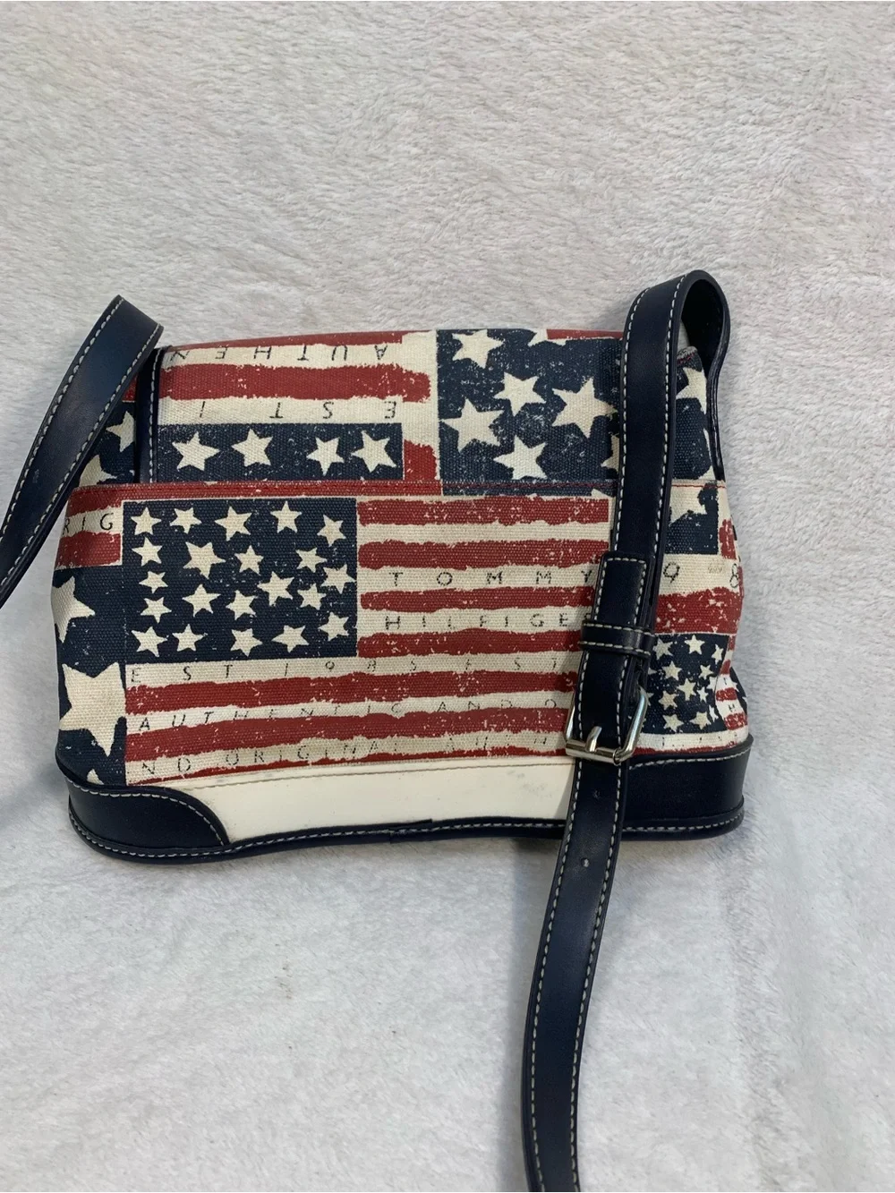 Vintage Tommy Hilfiger Patriotic Red, White and Navy Flag Crossbody Shoulder Bag